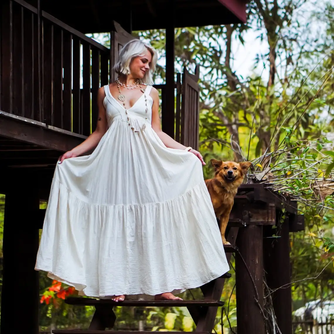 2024 Summer New Boho Sexy Maxi Dresses Sundress Plus Size Slip White Lace Dress Women Elegant White Boho Dress