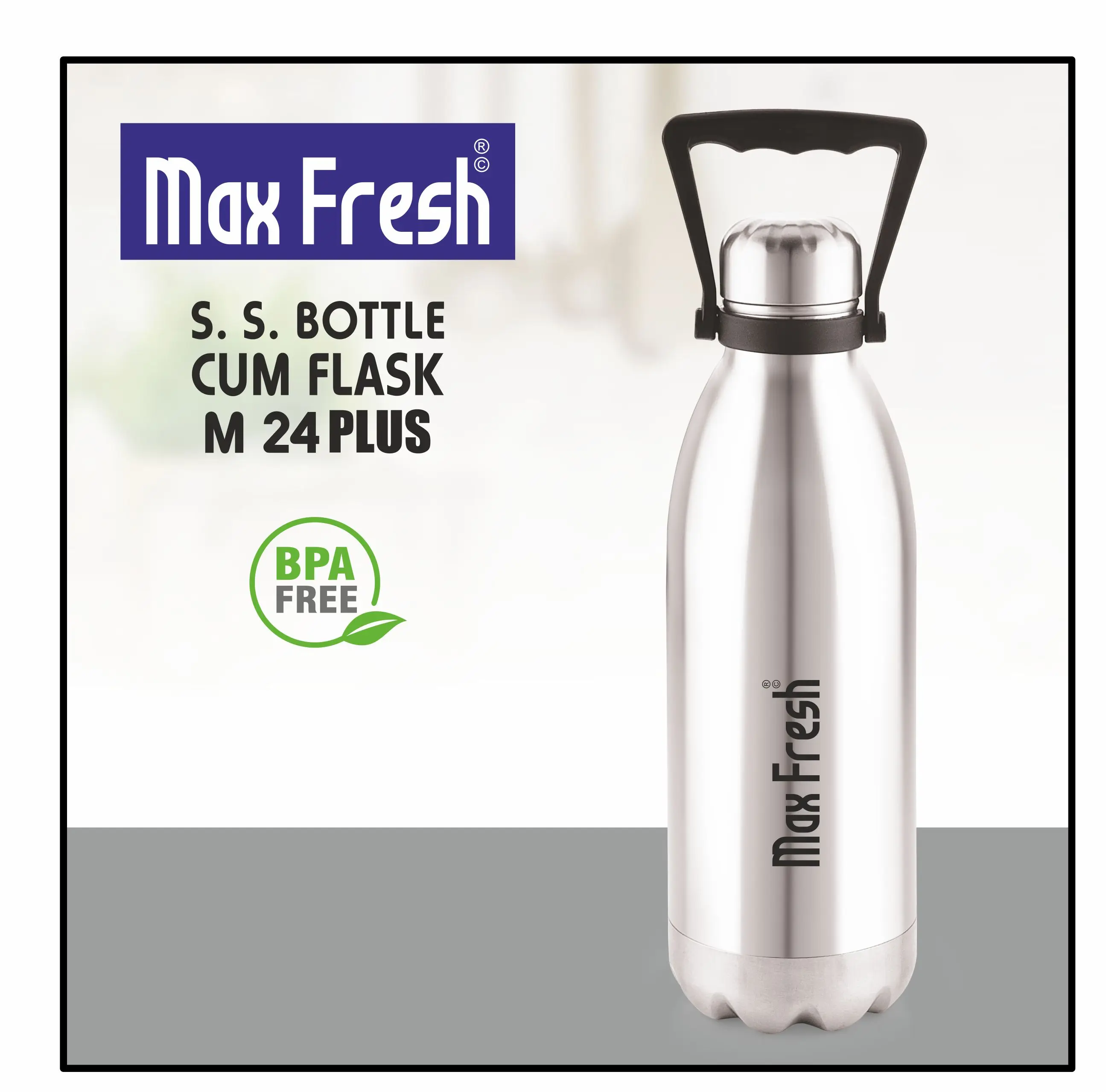 Maxfresh M24 Plus 304 Stainless Steel Hot and Cold Vacuum Flask & Thermos Export Quality Bottle Flask