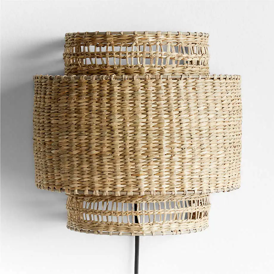 Tienphong Handmade Wholesale Natural Nossa Natural Seagrass Woven Wall Sconce Light Lampshade - Woven Retro Lamp Shade