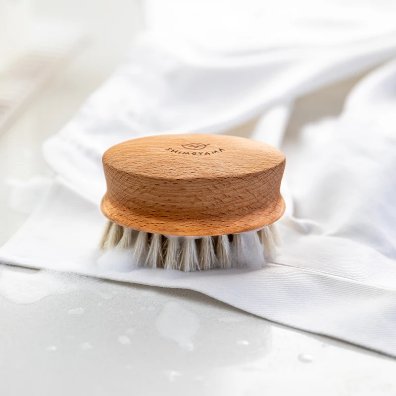 SHIMOYAMA маленькая круглая щетка для чистки одежды из конского волоса кисть полировки с ручкой бука