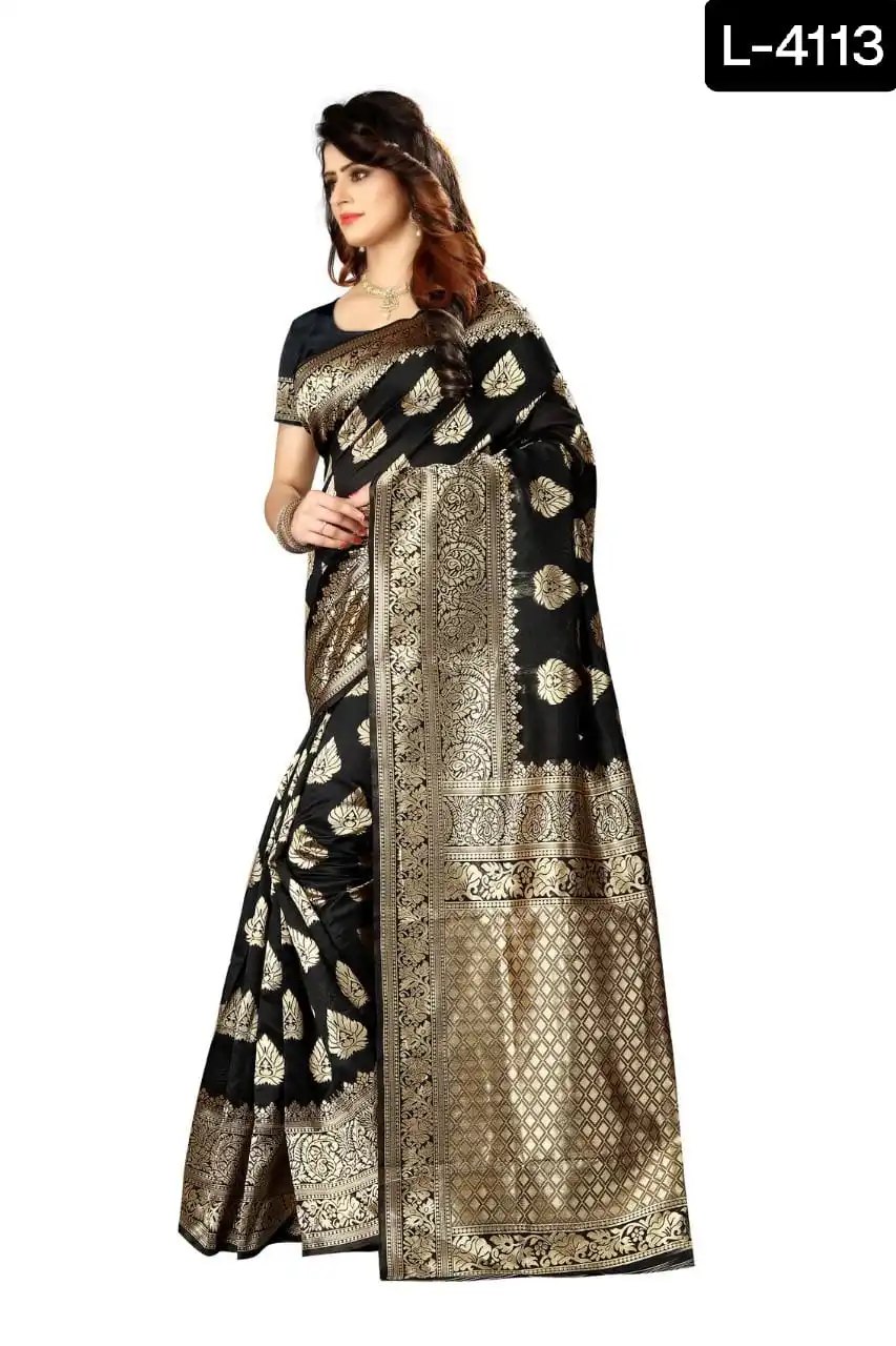 Banarasi Silk Sari with Thread Zari Coding Sequins Work with Silk Blouse Piece Digital Print Sari Top Selling Latest Design Sari