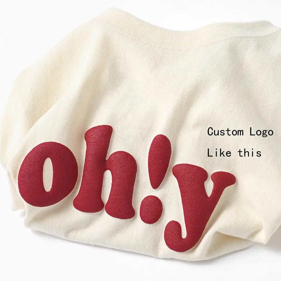 100% Cotton Plain Oversized Tshirt Heavy Weight Custom Foam 3d Screen Logo Men Puff Print Tee T Shirt