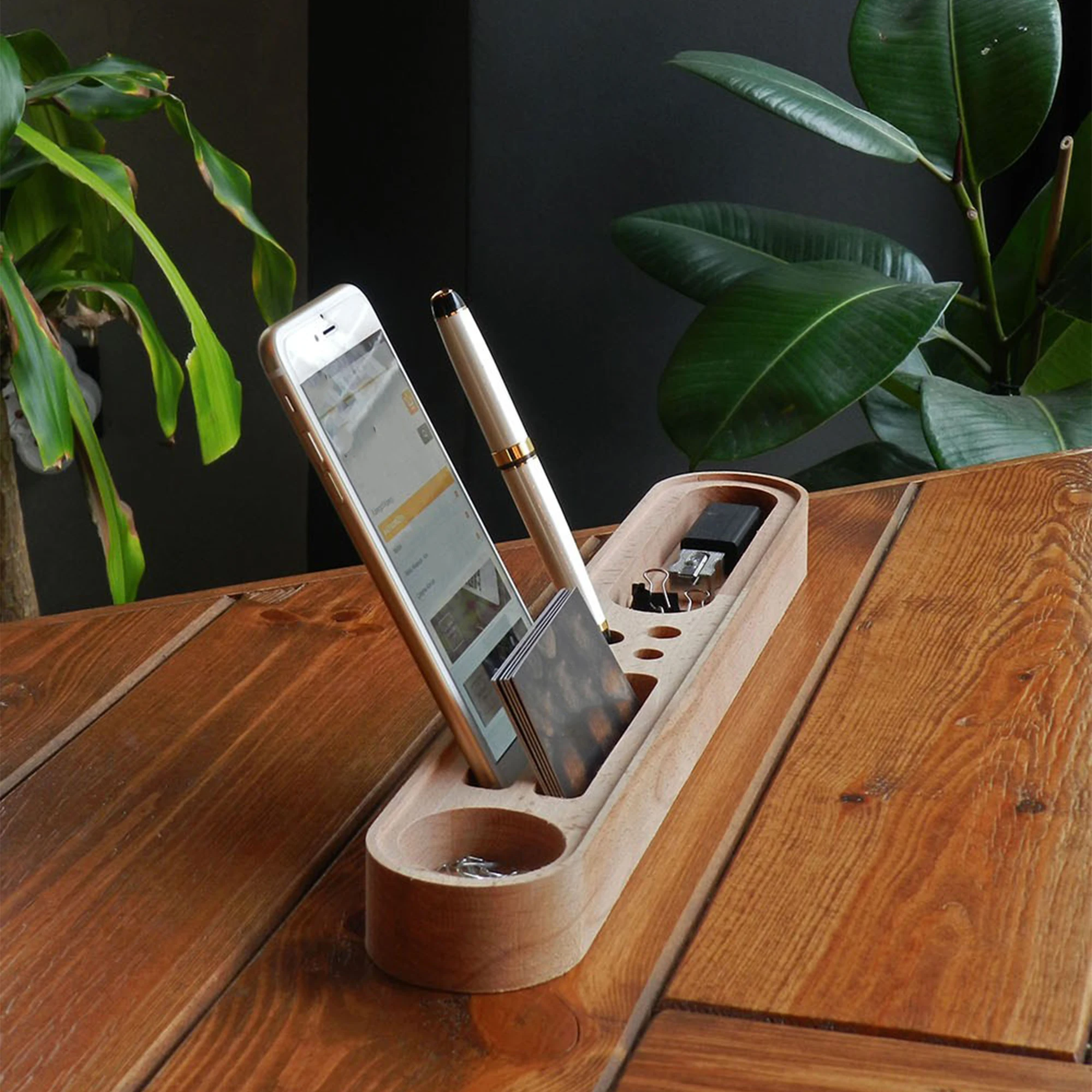 Modern Wood Desk Accessories Wooden Phone Holder Office Accessories Desk Organizer Gift For Students New Job Gift