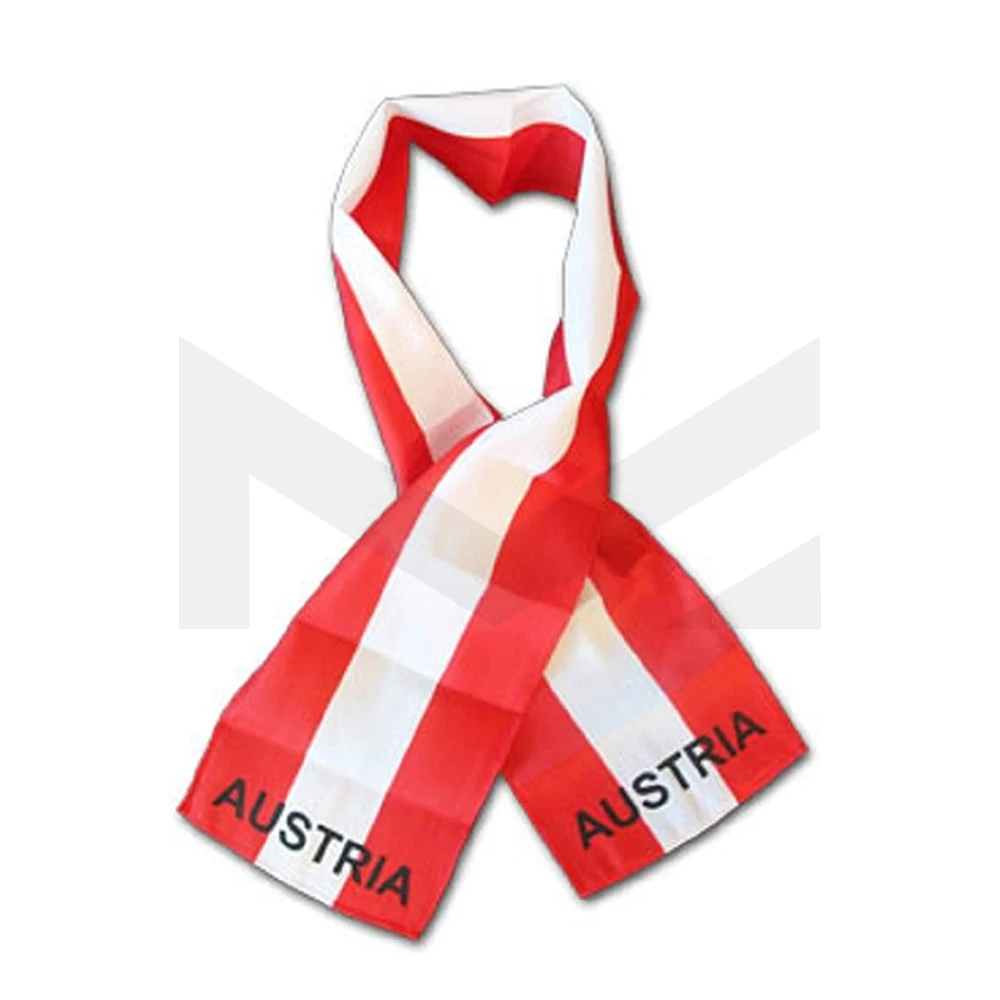 Customized Austria Country Lightweight Flag Printed Knitted Style Scarf Italy Russia Liberia Bolivia And Norway Flag Scarfs