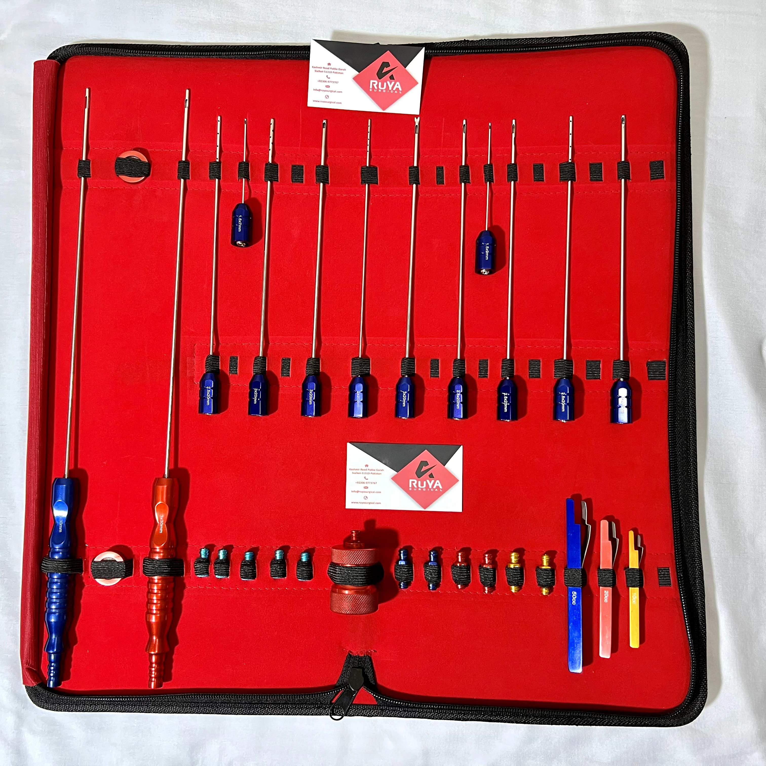 Medical Surgical Breast Liposuction Cannula Lipo Filling Set Of 39 Pieces Super Fixed Handle, Fat Injection & Harvesting set ISO