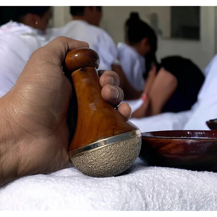 Wholesale Ayurvedic bronze Kansa stick massager for body back with detox and stress relief benefits, solid ball massager