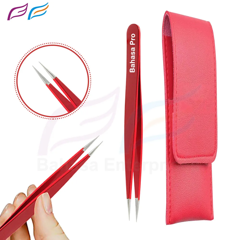 Custom Color Best Pointed Tweezers Surgical Steel Ingrown Hair Tweezers Private Label with Custom Packaging from Pakistan