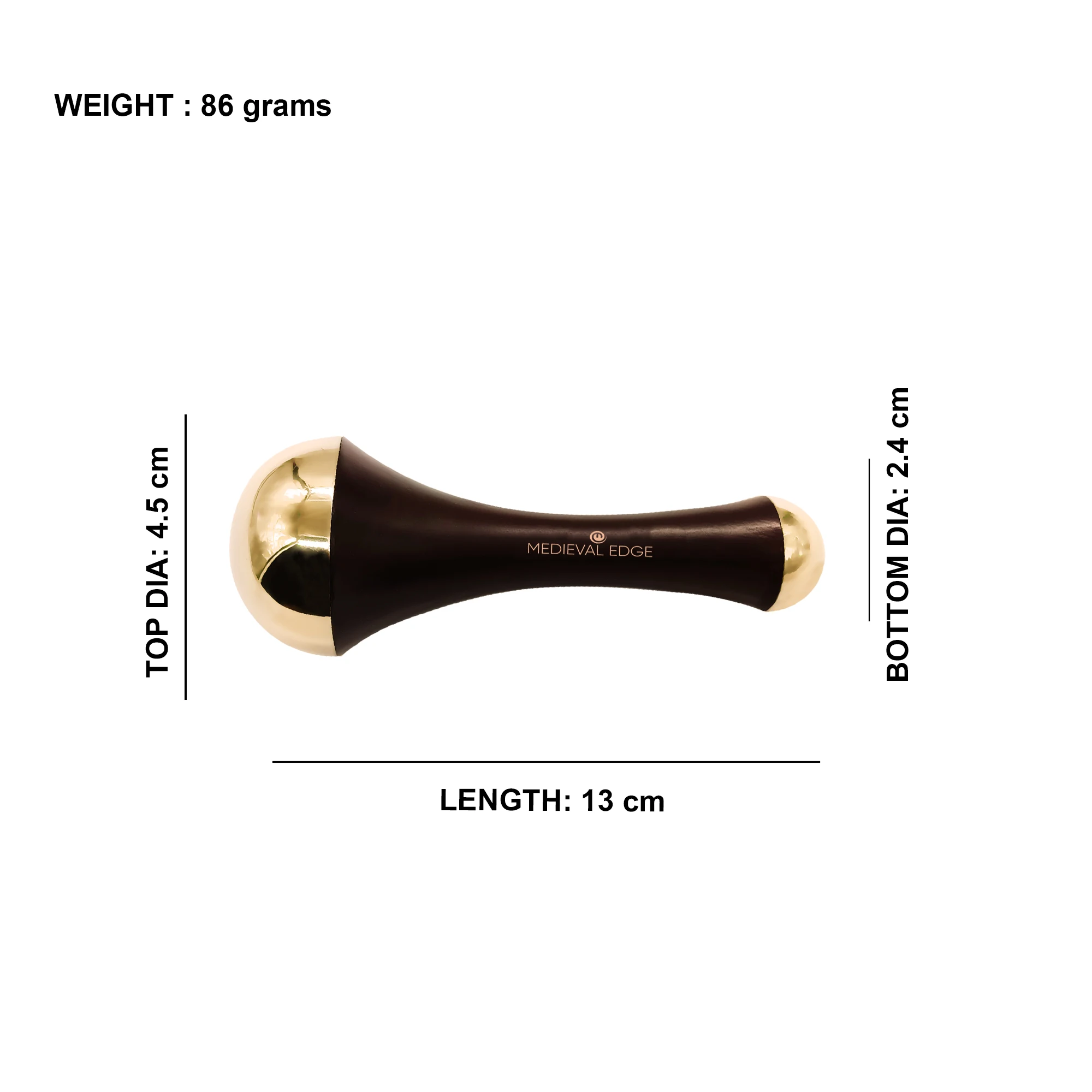 100% Pure Ayurvedic Double-Side Dark Brown Kansa Wand Face Massager Tool For Acupressure Massager With Teak Wood Handle