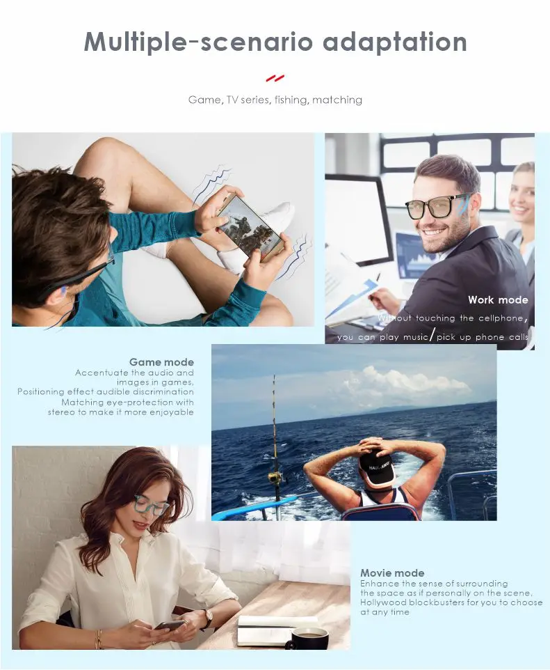 Smart wireless bluetooth anti-blue light glasses, eye protection, multi-function call, listen to books and listen to music