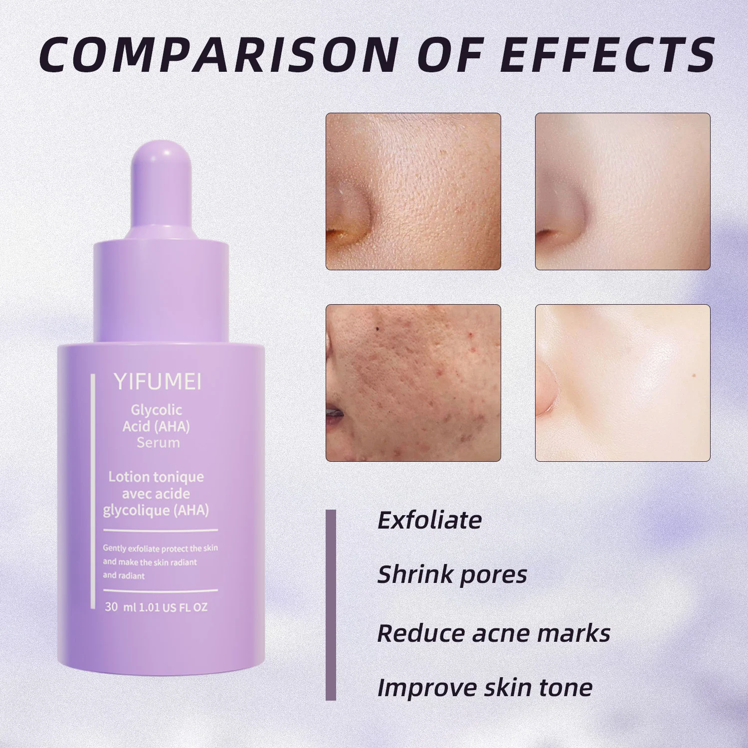 Private Label Anti Aging Wrinkles Brightening Exfoliate Exfoliating Glycolic Acid Face Aha Serum