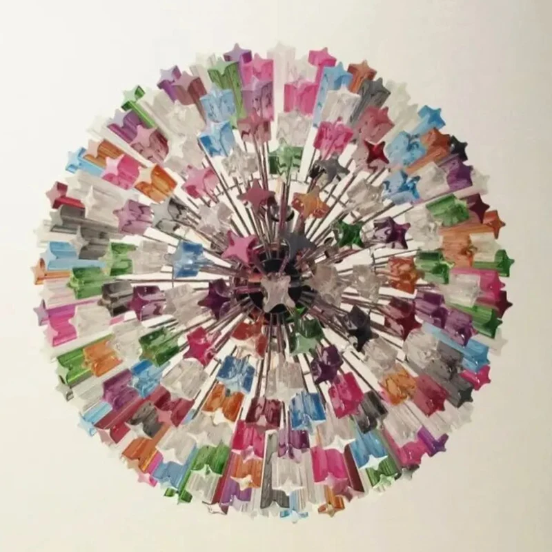 Modern Murano glass Chandelier Multicolor Round Hanging Classic Pendant Ceiling Chandelier Lighting Fixture for Dining Room