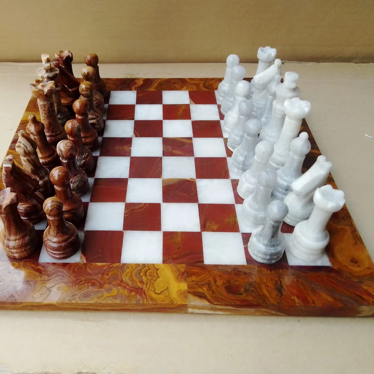 12 inch Chess Game Board Set , 16 inch Green Onyx Handicraft , 15 inch White Black Marble Chess Board Sets with velvet box