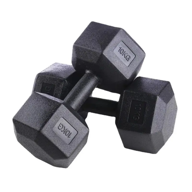 Черные шестигранные гантели (5 кг 10 15 20 кг) виниловое покрытие