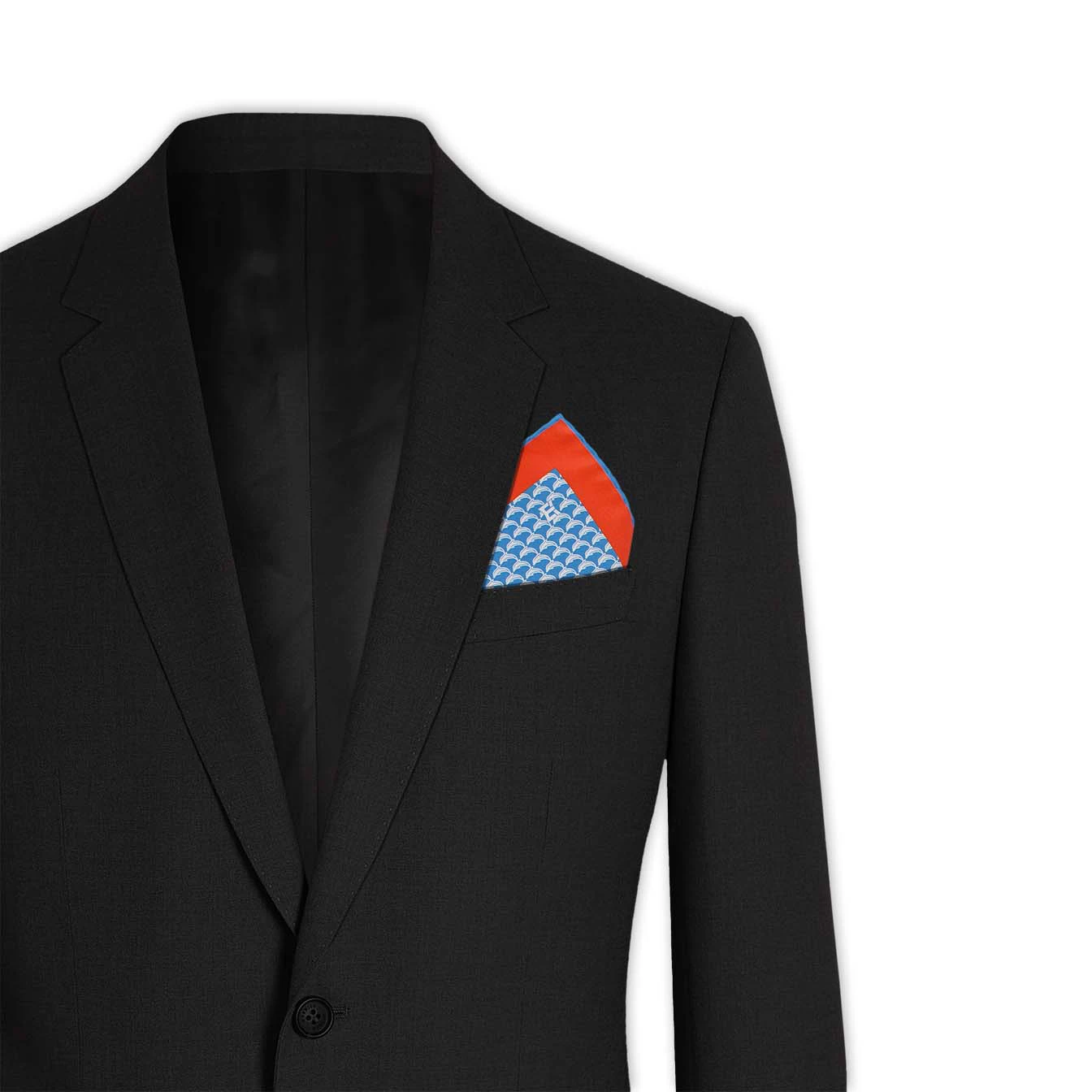 Sophisticated Silk Italian Printed Pocket Square - Delfino Light Blue Print - Excellent for Unmatched Elegance