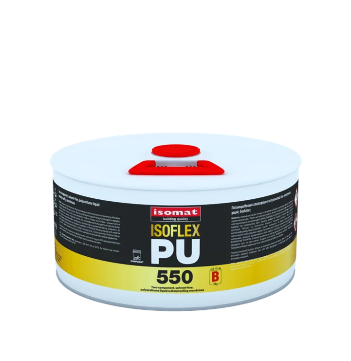 Solvent-free, 2-component, polyurethane liquid membrane for under-tile waterproofing. | ISOFLEX-PU 550