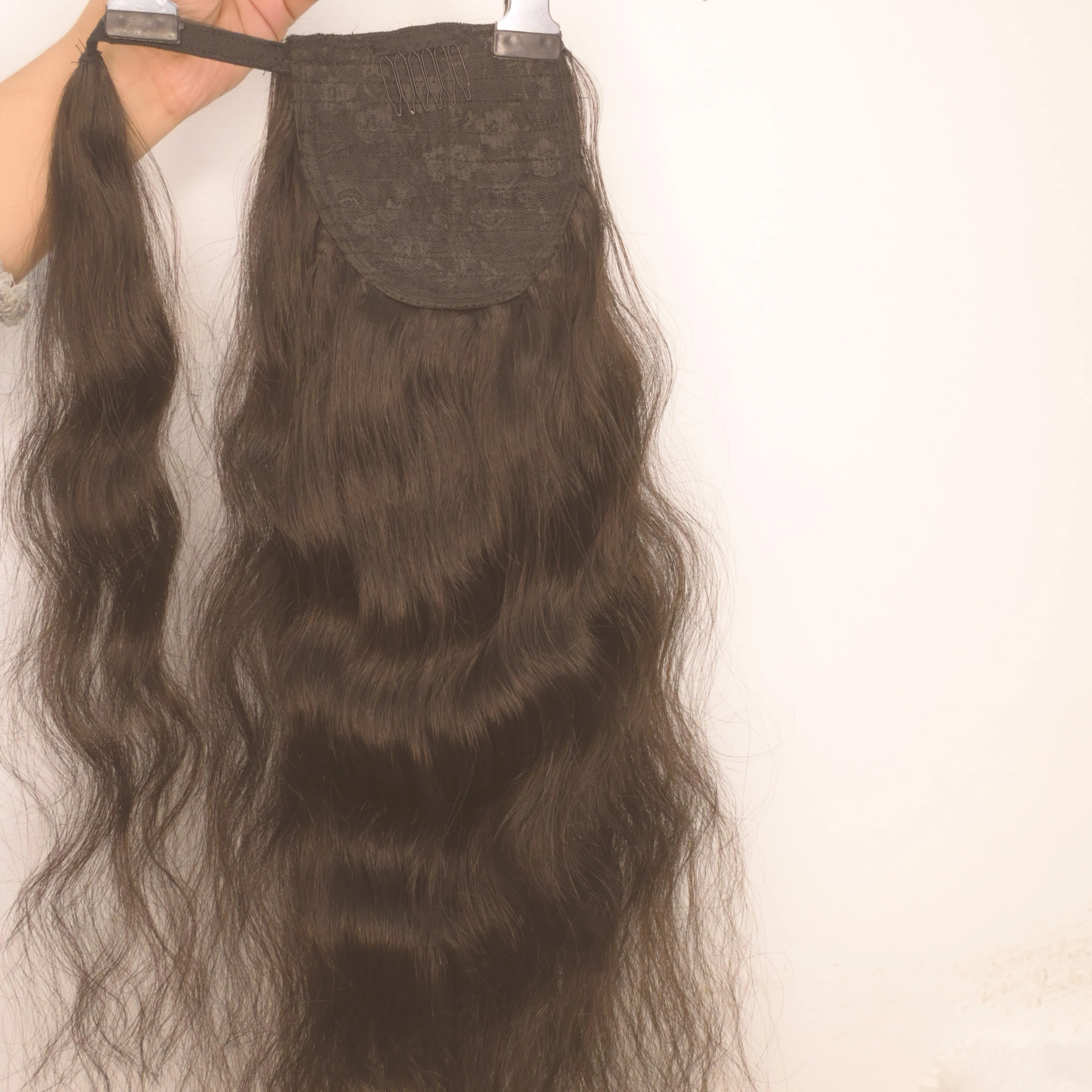 Dark Brown And Black Ponytail Hair Extension 16 to 30 Inches By Oriental Hairs