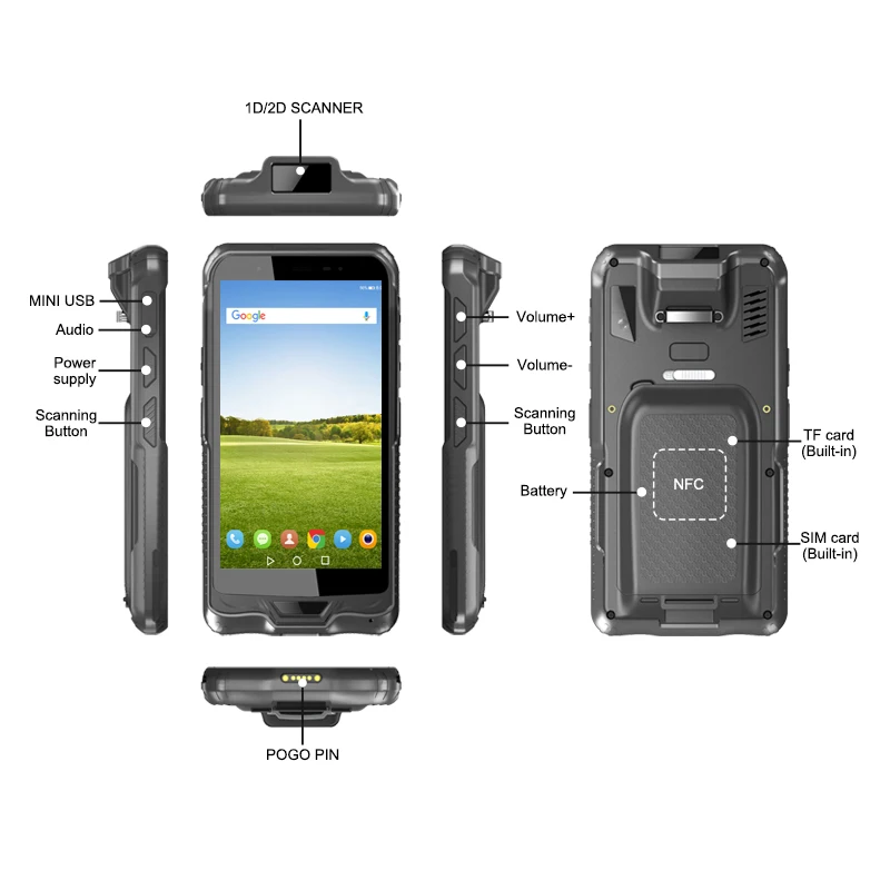 Newest IP67 GPS 4G Windows 10 Touch PDA Handheld Uhf Rfid 1D 2D Scanner Bar QR Code Scan Industrial Rugged Smartphone PDAs