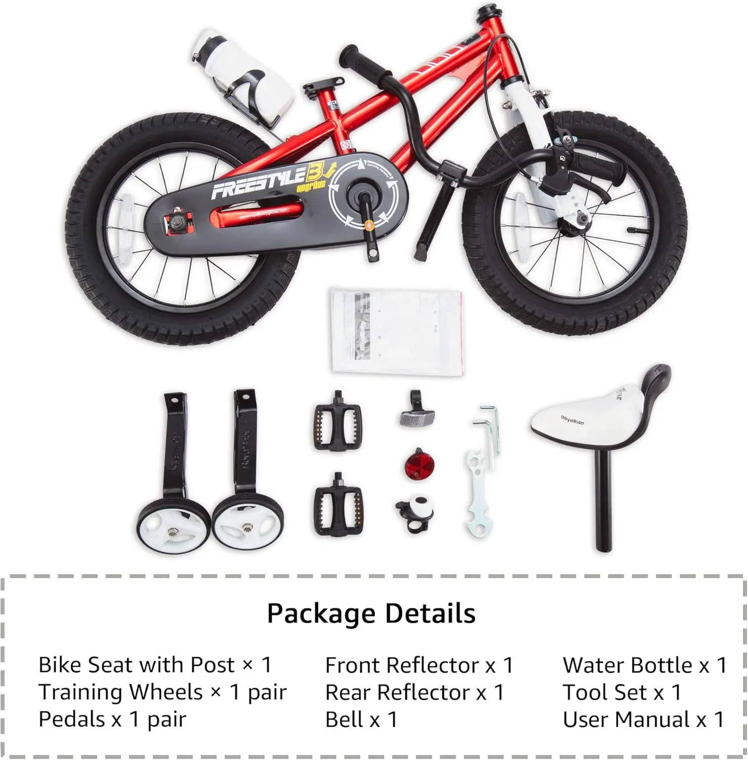 Freestyle Kids Bike 12 14 16 18 20 Inch Bicycle, Training Wheels or Kickstand Available, for Boys Girls Ages 3+