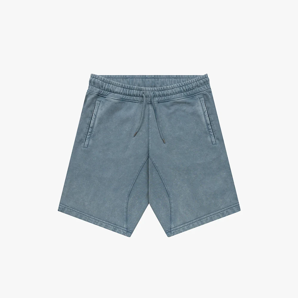 Acid Wash Shorts For Gents in Polyester Fabric With Custom Logo Casual Wear Summer Shorts Drawstring Waist