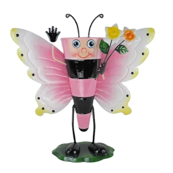 Wholesale Promotional Custom Cartoon Bee Ladybug Metal Flower Pot for Hanging Floor or Shopping Mall Use for Growing Flowers