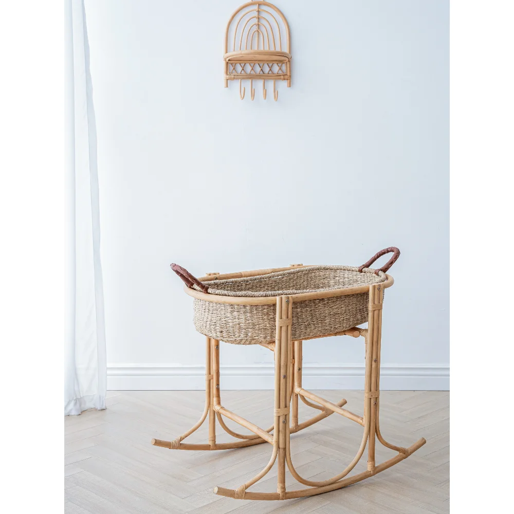 Newest design hot sale rattan wall hanging shelf decor natural color made in Vietnam