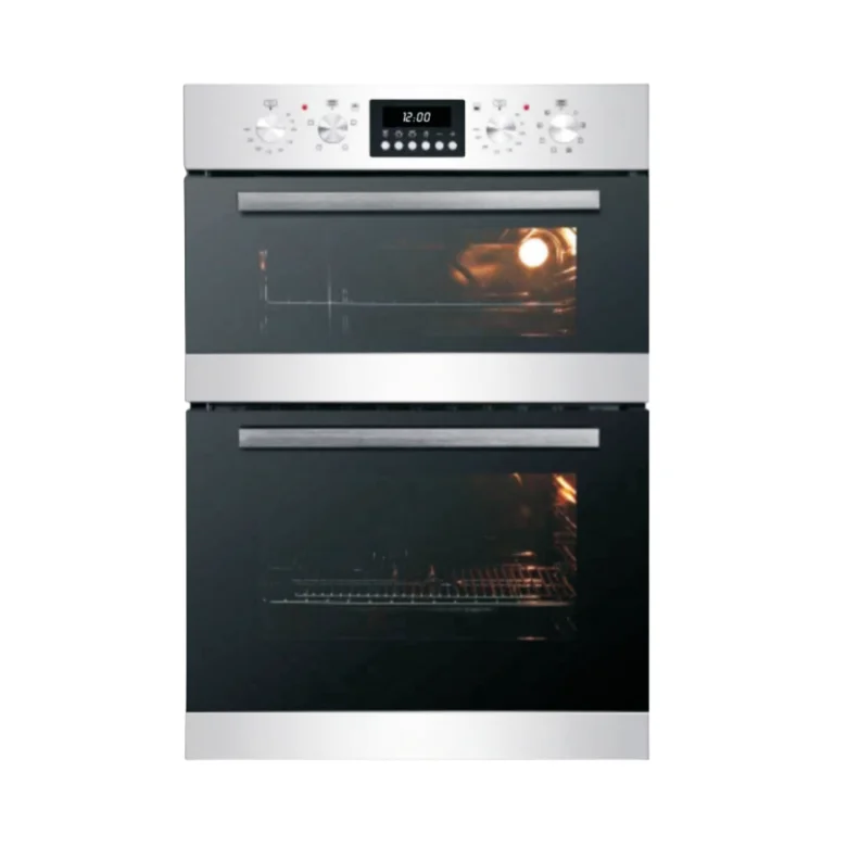 Новые Продукты 60 см черное стекло и нержавеющая сталь встроенные двойные печи