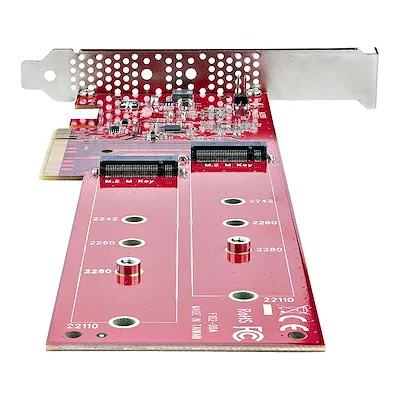High-performance PCIe x8 / x16 to Dual NVMe or AHCI M.2 SSDs, 7.8GBps/Drive Dual M.2 PCIe SSD Adapter Card for