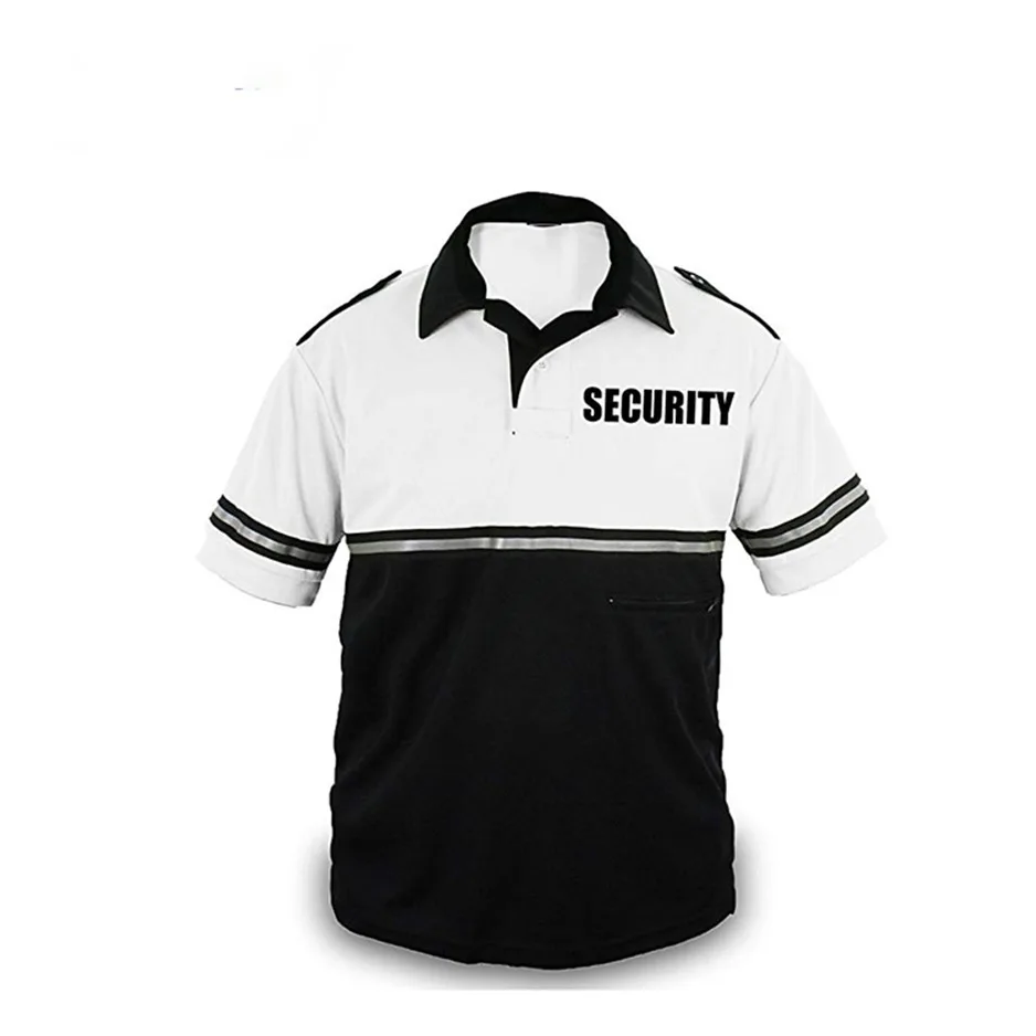 Security Uniform Polo Shirt Hi Vis Reflective Safety Work Shirts Men Workwear Fluorescent Yellow Reflective Tape Riding Traffic