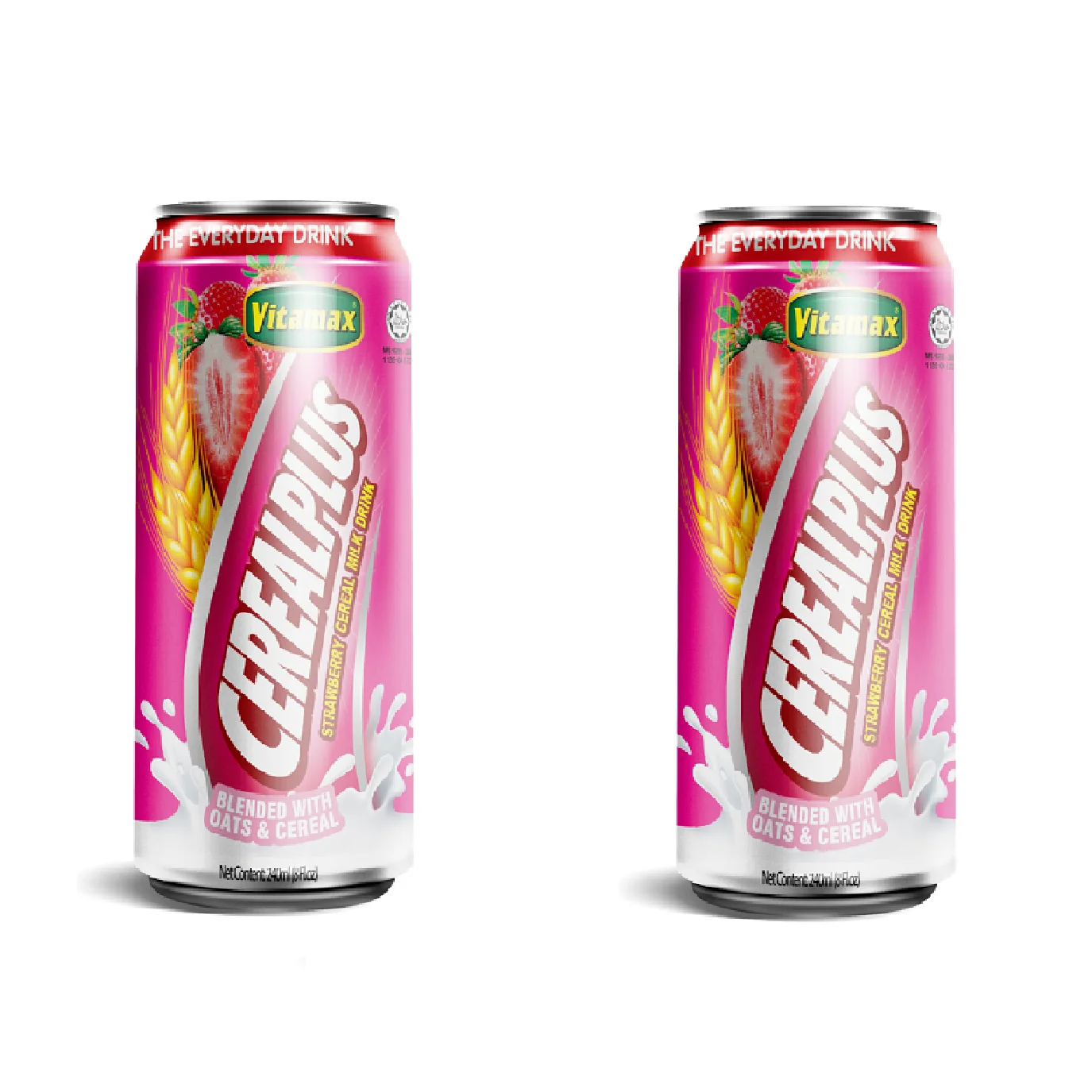 Top best Selling OEM Energize Dessert Drink Flavoured Fluid Milk Drinks Tea Grain Vitamax Cereal Plus Strawberry 240ml x 24c