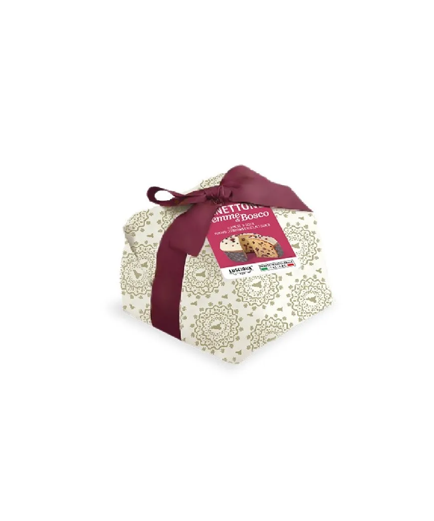 Italian Traditional Production - Christmas Cakes Panettone with Berries Covered with White chocolate