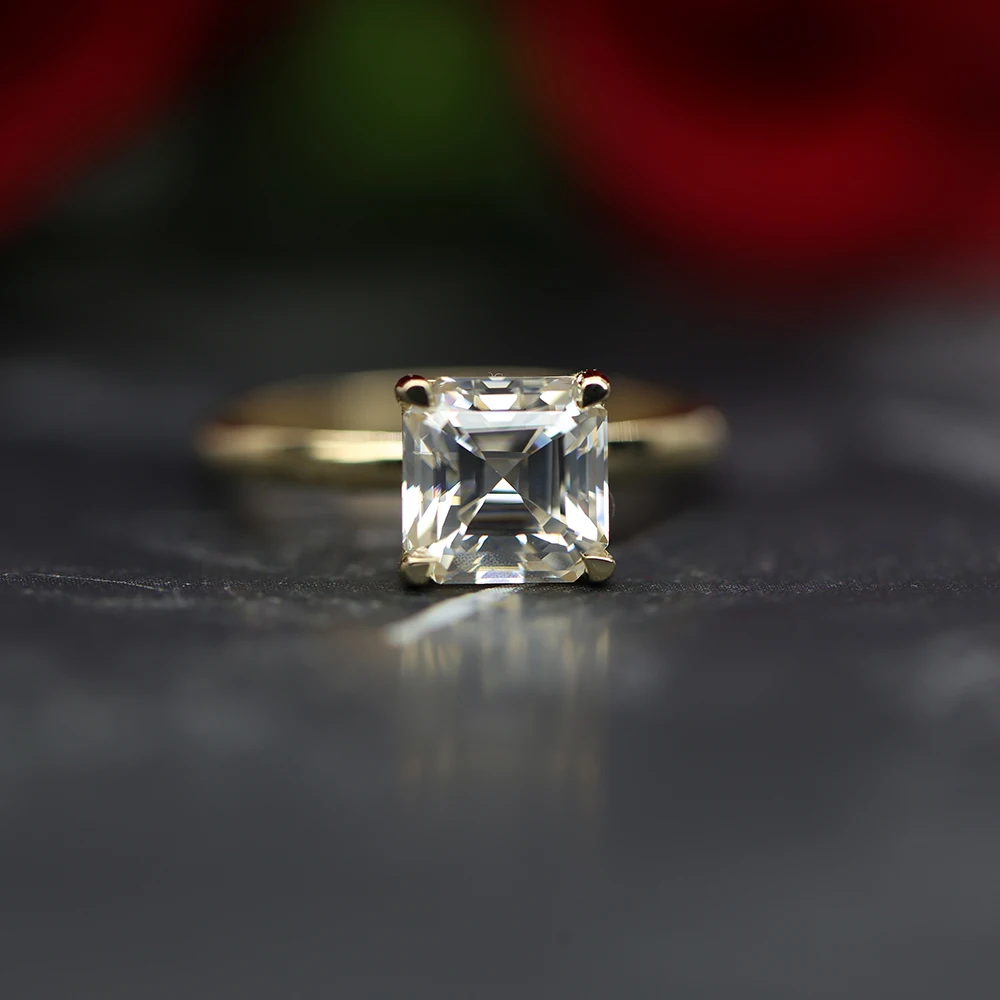 1 CT Princess Cut Solitaire Ring 18KT Gold Plated Yellow Gold Wedding Engagement Anniversary Solitaire Diamond Labgrown Ring