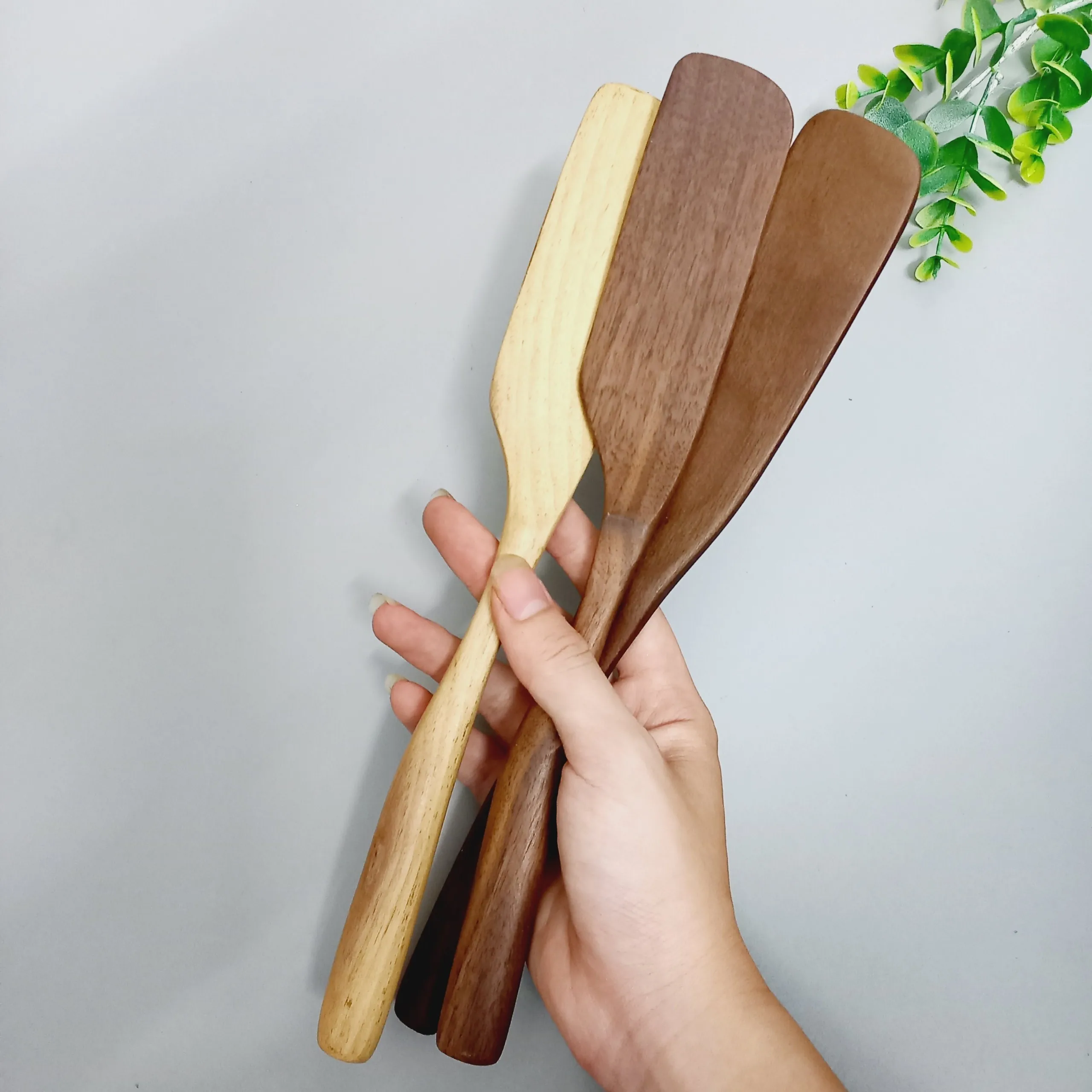Kitchen Utensils Eco-Friendly Wooden Sandwich Condiment Knives Spatulas Peanut Jelly Cream Cheese Jam Spreaders Knife Walnut