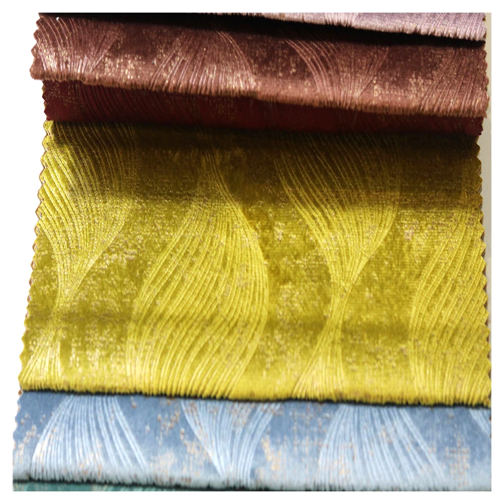 Customized Design Holland Velvet Multicolour Embossed Supersoft Velours Fabric for Sofa Set