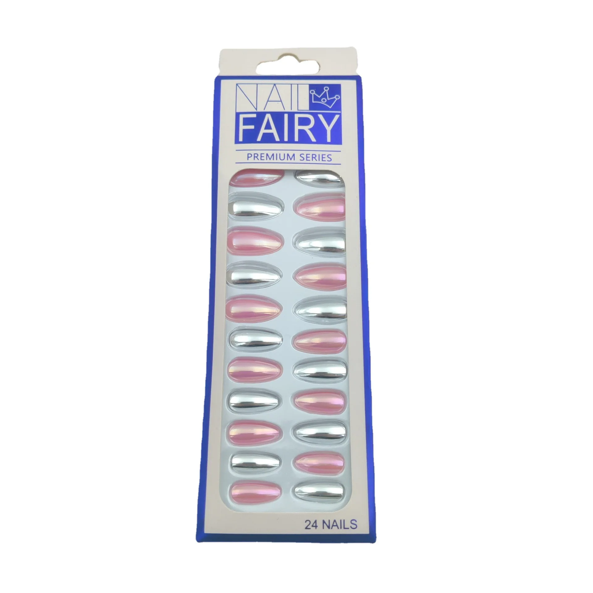 Manufacturers wholesale solid color fake nail color mixed color glossy press removable reusable false nails 24pcs/box
