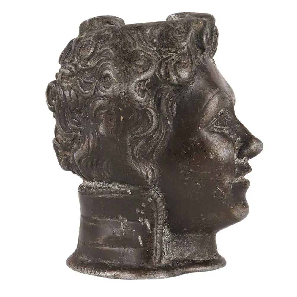 Indian Brass Antique Ancient Roman Young Man Head Ashtray Sculptures Figurine Statue Home Decor Gift Items 12 x 9 cm SNC-253