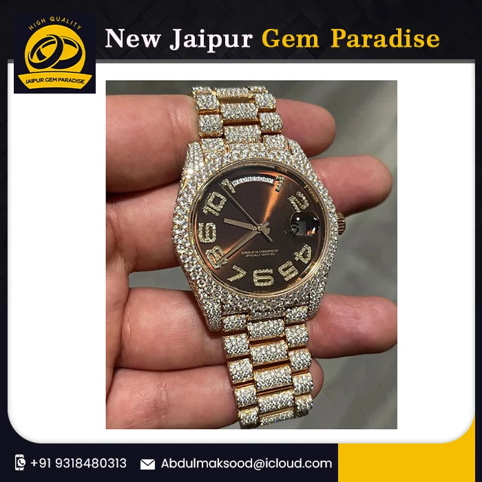 Buy VVS1 Moissanite Diamond Watch, 26 CT  Automatic Movement Watch For sell At Affordable Price