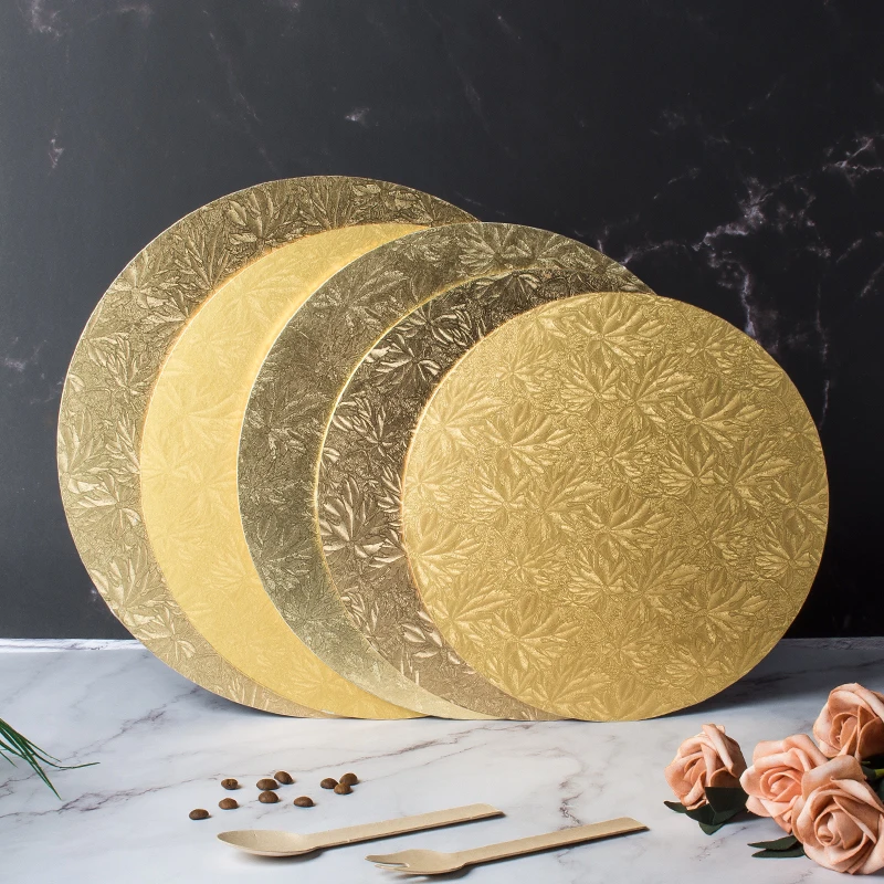 8/9/10/11/12/13/14/16 inches MDF Foil Paper Gold Cake Round Board Cake Drum for Bakery