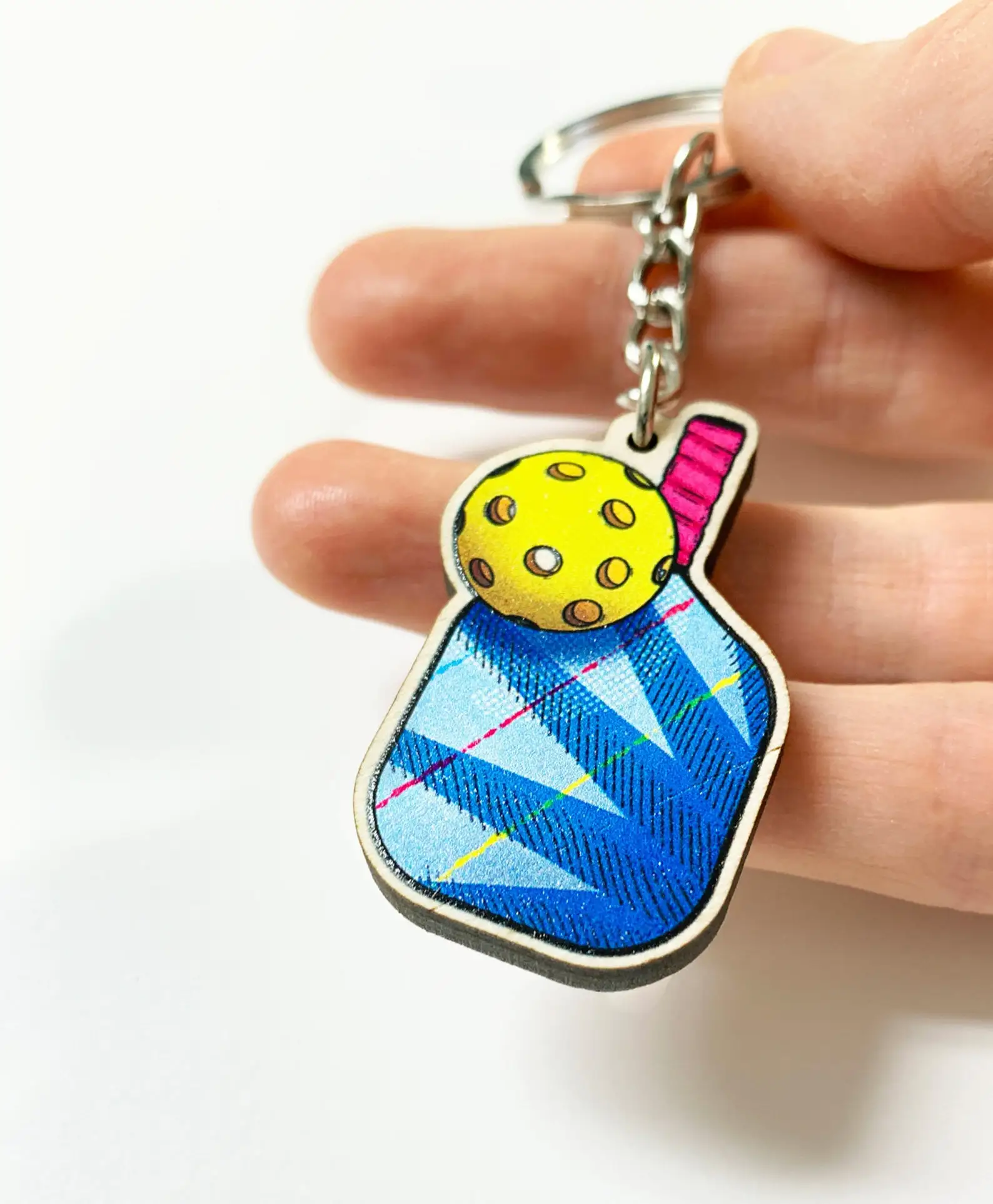 Silicone Rubber Material Pickleball Key Ring Chain Custom logo and Design Chains With Embossed
