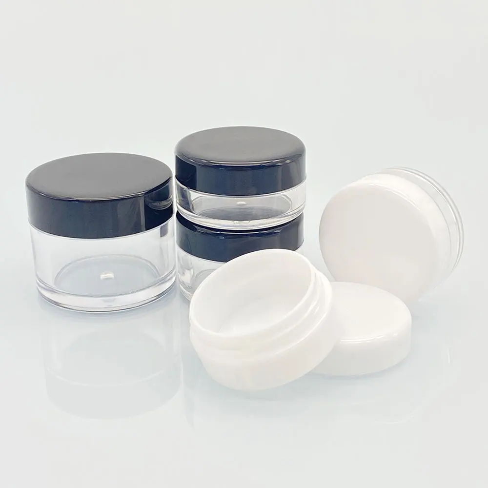 3g 5g 7g 10g 15g 20g round square Spiral black lid clear bulk cheap acrylic dip powder empty nail jar cosmetics jars