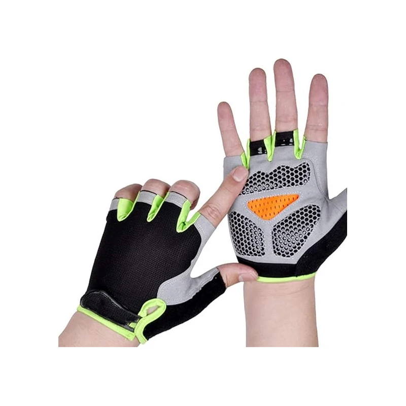 Leather gloves from Pakistan Wholesales Bike Gloves Fingerless Breathable 5MM Gel Pads Bicycle Gloves Road Cycling Racing