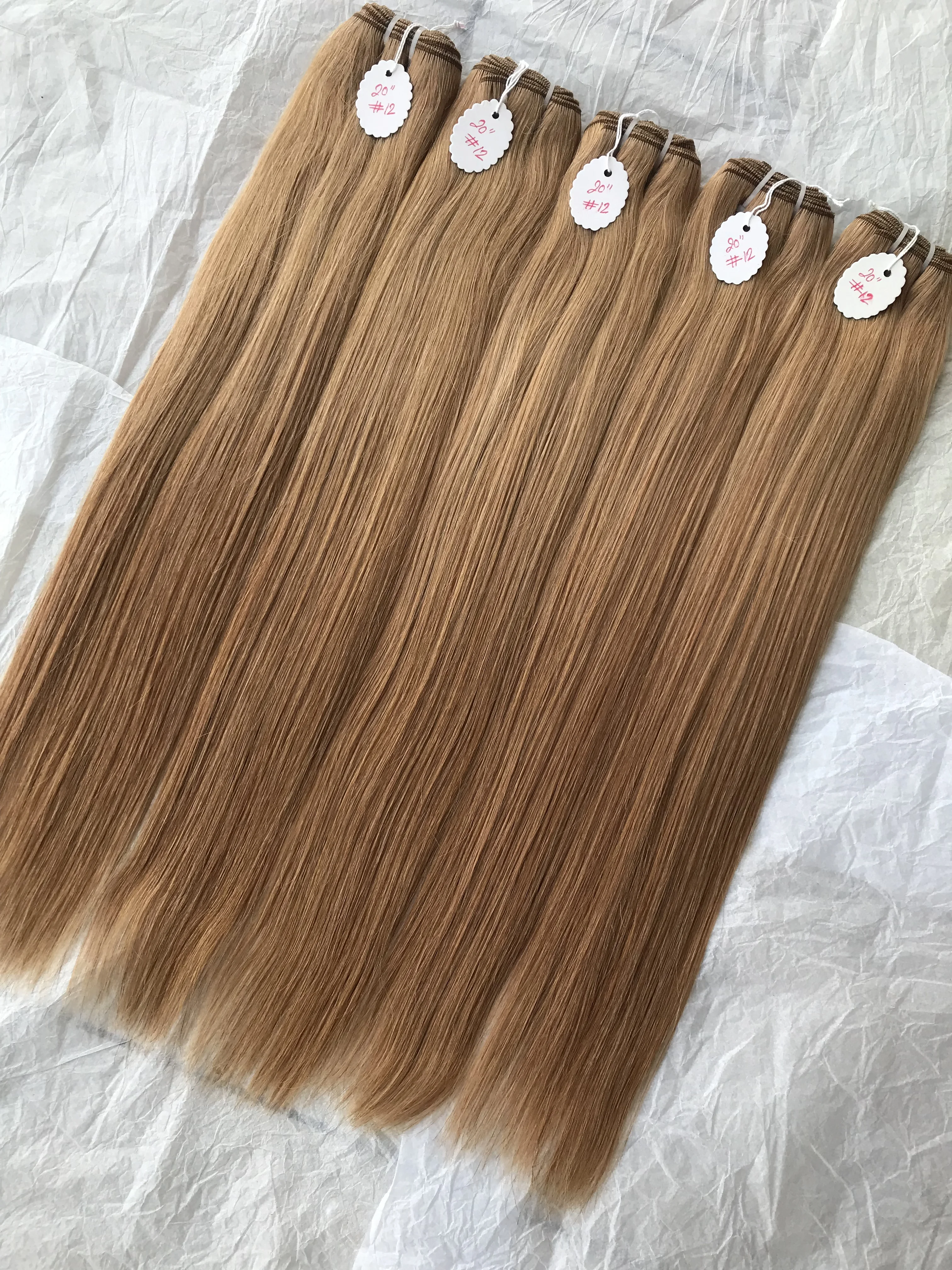 Top Premium Quality Brazilian Mink Cuticle Aligned 20 Inch #12 Straight Coloured Bundles Extensions Single Donor Wholesale Price