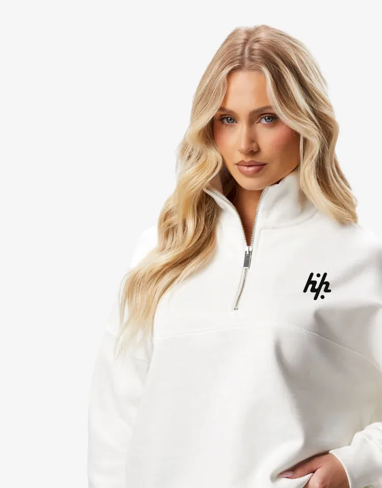 OEM Custom Made Zipper Hoodie in White Colour for Women with your custom logo