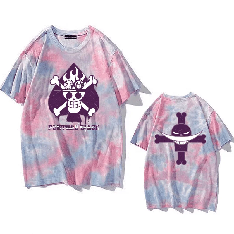 Funny Portga-S-D Ace T-Shirt Harajuku One Piece Summer Tie Dye Anime Gift Top Men Women