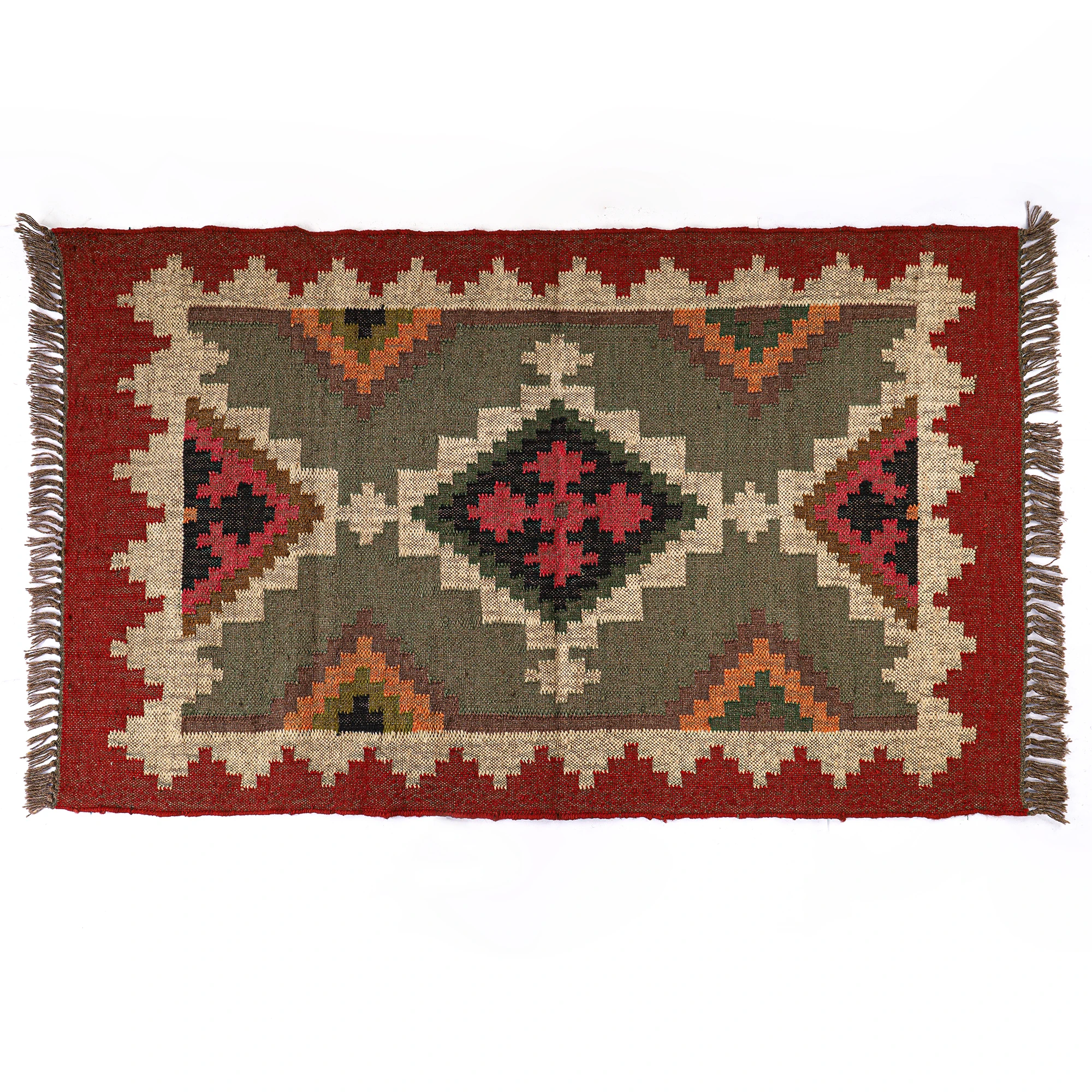 Fashionable Trendy Design Wool Jute Kilim Rugs Floral Embroidered Pattern Carpet Mats Rugs for Home Living Room Bed Room Hotel