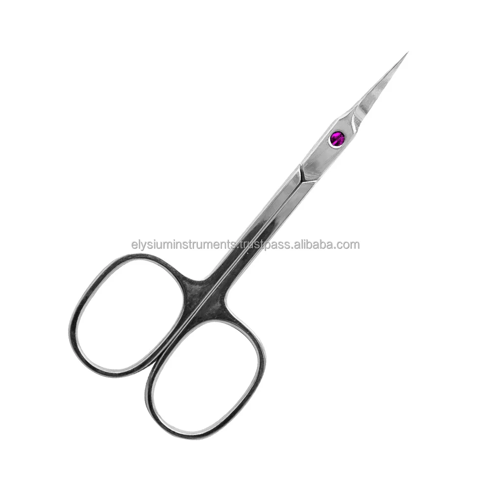 Purple Pink Accented Cuticle Scissors Quality Professional Stainless Steel Manicure Tool Straight/Curved Tip Dead Skin Remover