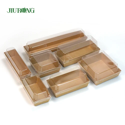 Custom Bakery Dessert Cookie Macaron Pastry Paper Packaging Transparent Cake Box with Clear PVC Lid