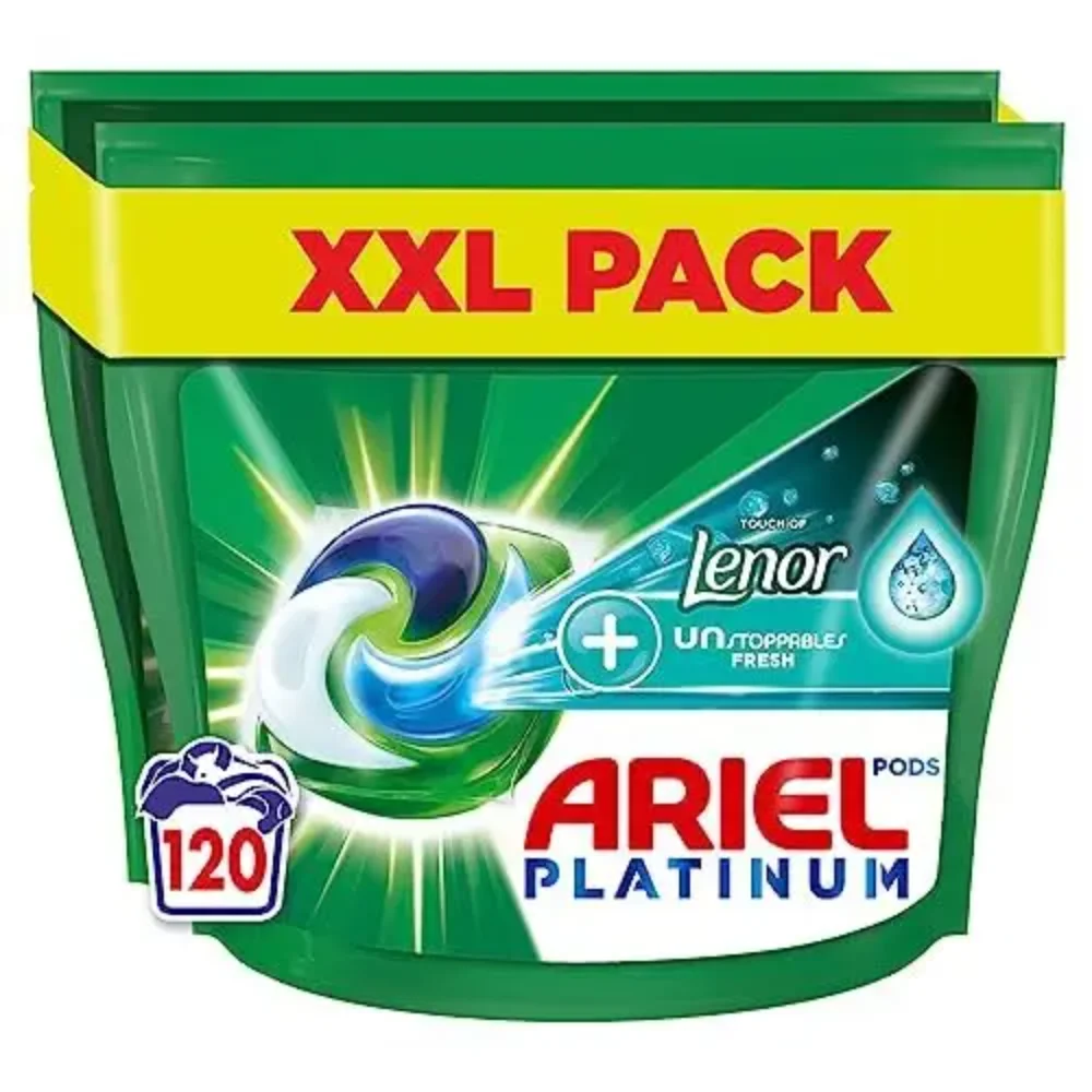 Ariel All-in-1 PODS Washing Liquid Laundry Detergent Tablets / Capsules, 120 Washes (60 X 2) with Lenor Unstoppablesoval