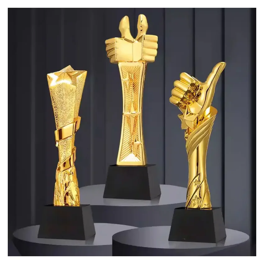 Hot Sale Business Decoration Sports Crystal Custom Modern Metal Trophy Award Gold Medals and Trophies For Best Player Customized