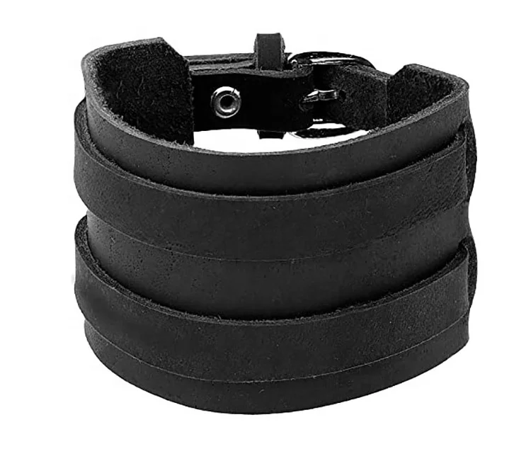 Hand Made Leather Bracelet  Leather Wrist Cuff Bands Men Bracelet