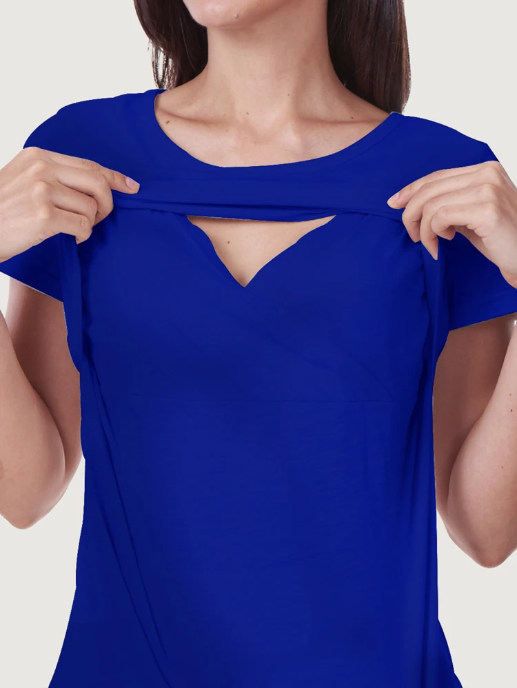 Best Summer Collection Casual Short Sleeve Nursing Dress Pregnant Women Ladies Breastfeeding Maternity Clothing Best Market